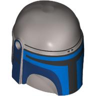 Helmet Mandalorian with Holes, Blue and Dark Blue Print and Black Print on the Right-hand Side